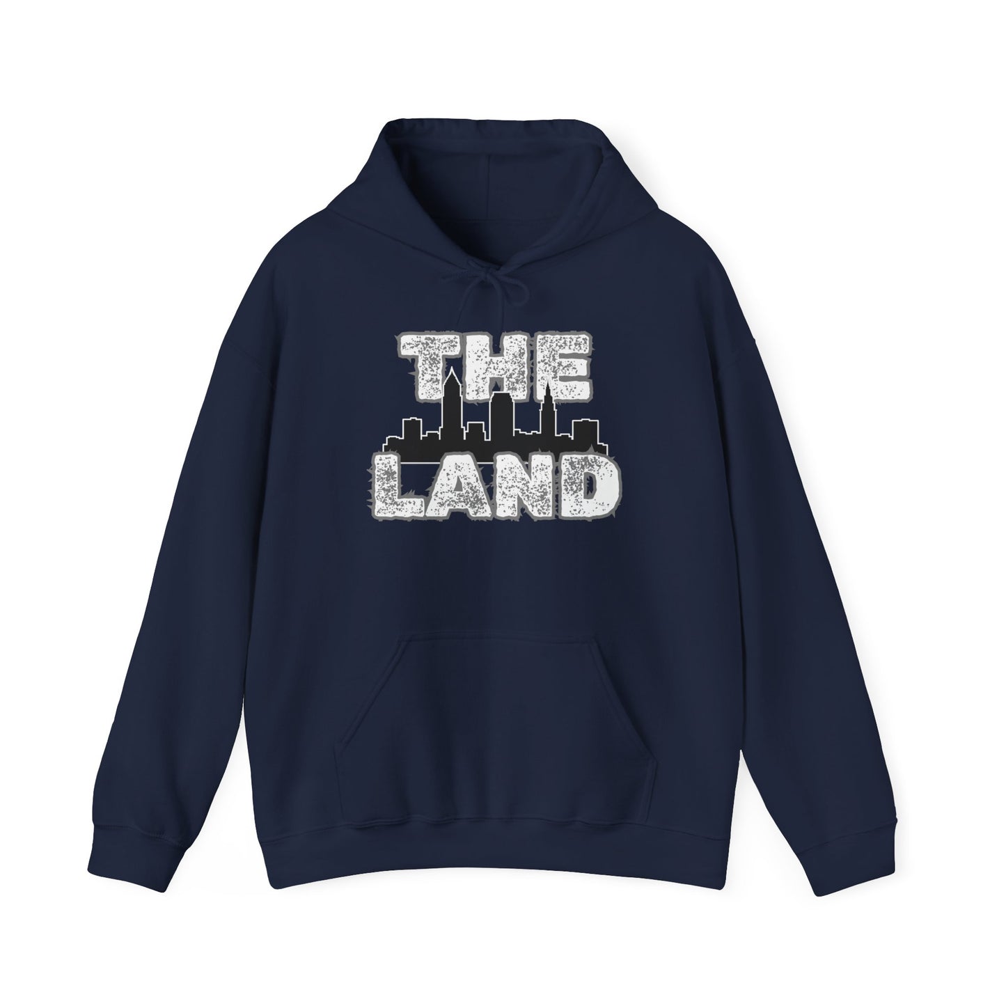 THE LAND Hoodie – Gritty Cleveland Skyline Streetwear Graphic Pullover