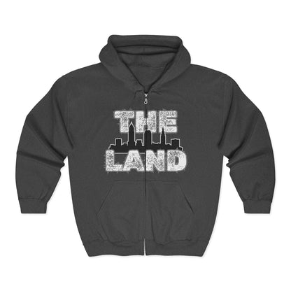 “The Land” Cleveland Skyline Full-Zip Hoodie – Cleveland Pride Streetwear | Soft Heavyweight Zip Hoodie