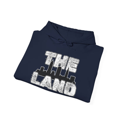 THE LAND Hoodie – Gritty Cleveland Skyline Streetwear Graphic Pullover