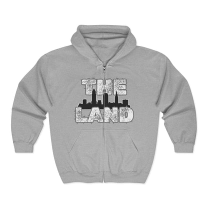 “The Land” Cleveland Skyline Full-Zip Hoodie – Cleveland Pride Streetwear | Soft Heavyweight Zip Hoodie