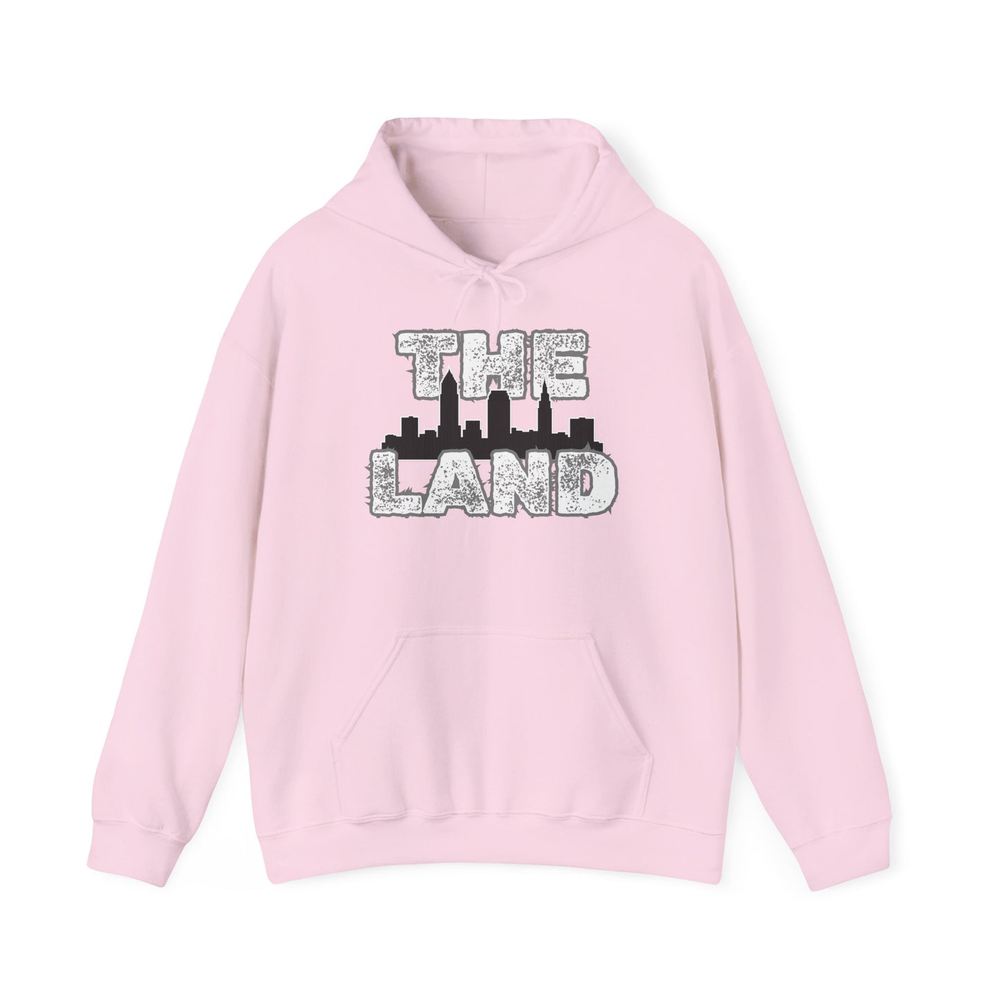 THE LAND Hoodie – Gritty Cleveland Skyline Streetwear Graphic Pullover