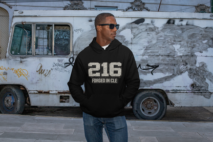216 Cleveland Hoodie – Distressed Area Code Streetwear Sweatshirt | Forged in CLE Urban Apparel