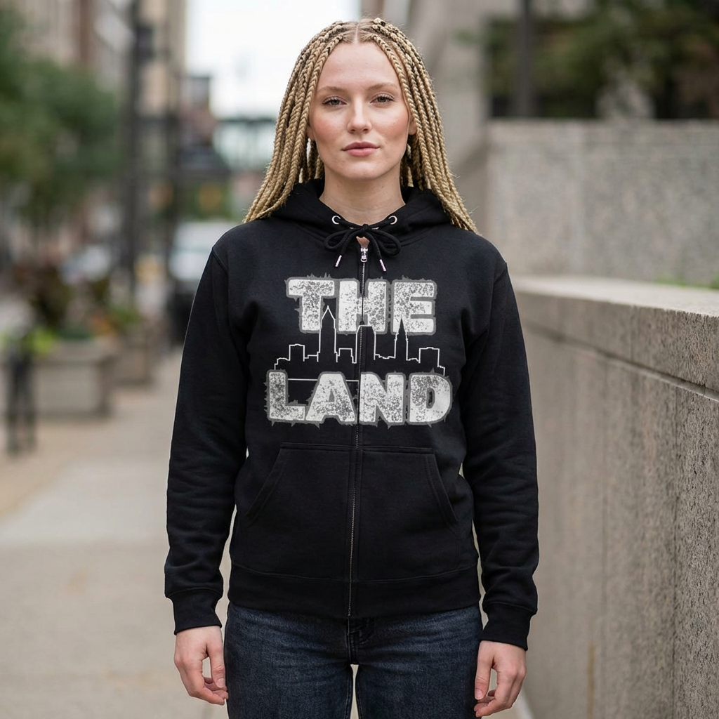 “The Land” Cleveland Skyline Full-Zip Hoodie – Cleveland Pride Streetwear | Soft Heavyweight Zip Hoodie