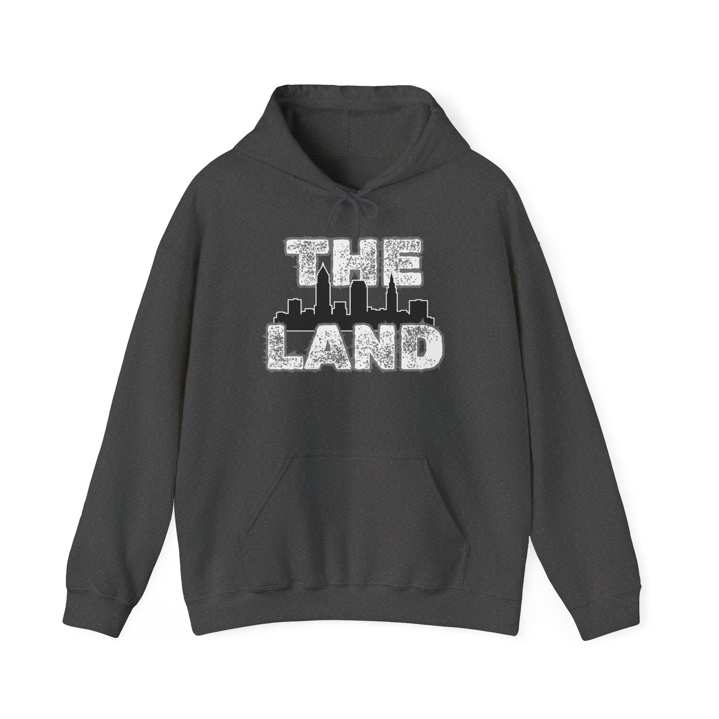 THE LAND Hoodie – Gritty Cleveland Skyline Streetwear Graphic Pullover