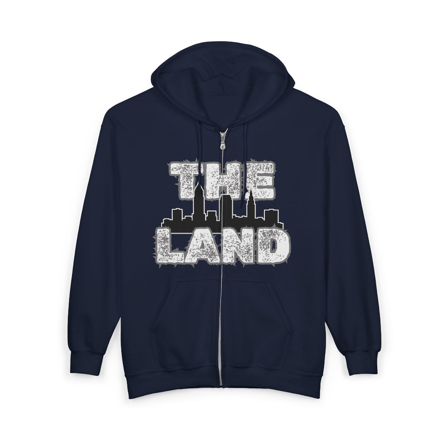 “The Land” Cleveland Skyline Full-Zip Hoodie – Cleveland Pride Streetwear | Soft Heavyweight Zip Hoodie