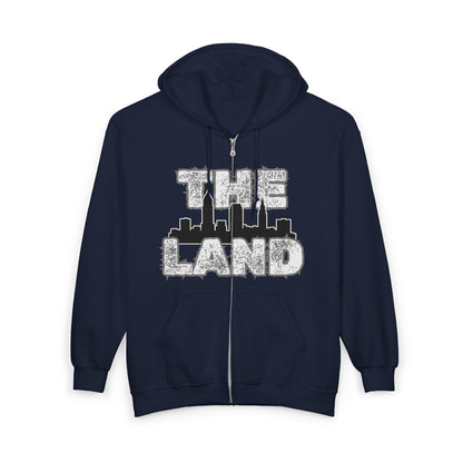 “The Land” Cleveland Skyline Full-Zip Hoodie – Cleveland Pride Streetwear | Soft Heavyweight Zip Hoodie