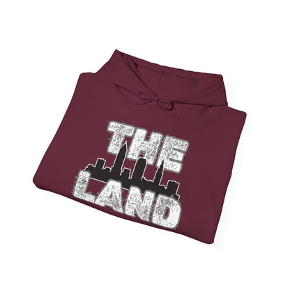 THE LAND Hoodie – Gritty Cleveland Skyline Streetwear Graphic Pullover