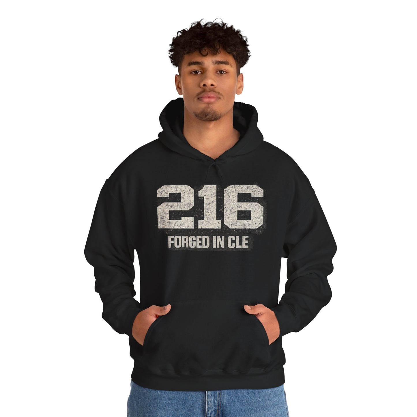 216 Cleveland Hoodie – Distressed Area Code Streetwear Sweatshirt | Forged in CLE Urban Apparel