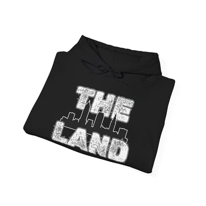 THE LAND Hoodie – Gritty Cleveland Skyline Streetwear Graphic Pullover
